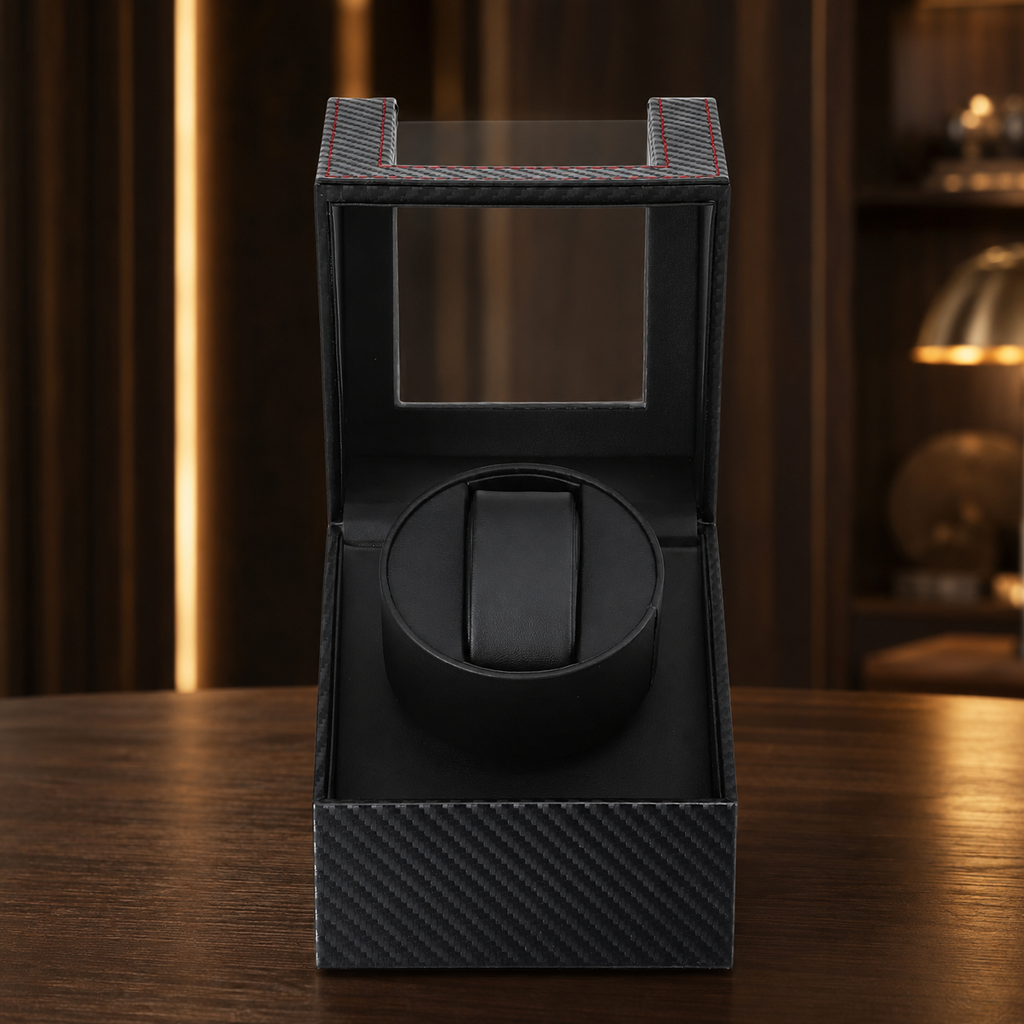 Automatic Watch Winder & Storage Box Carbon Fibre Style