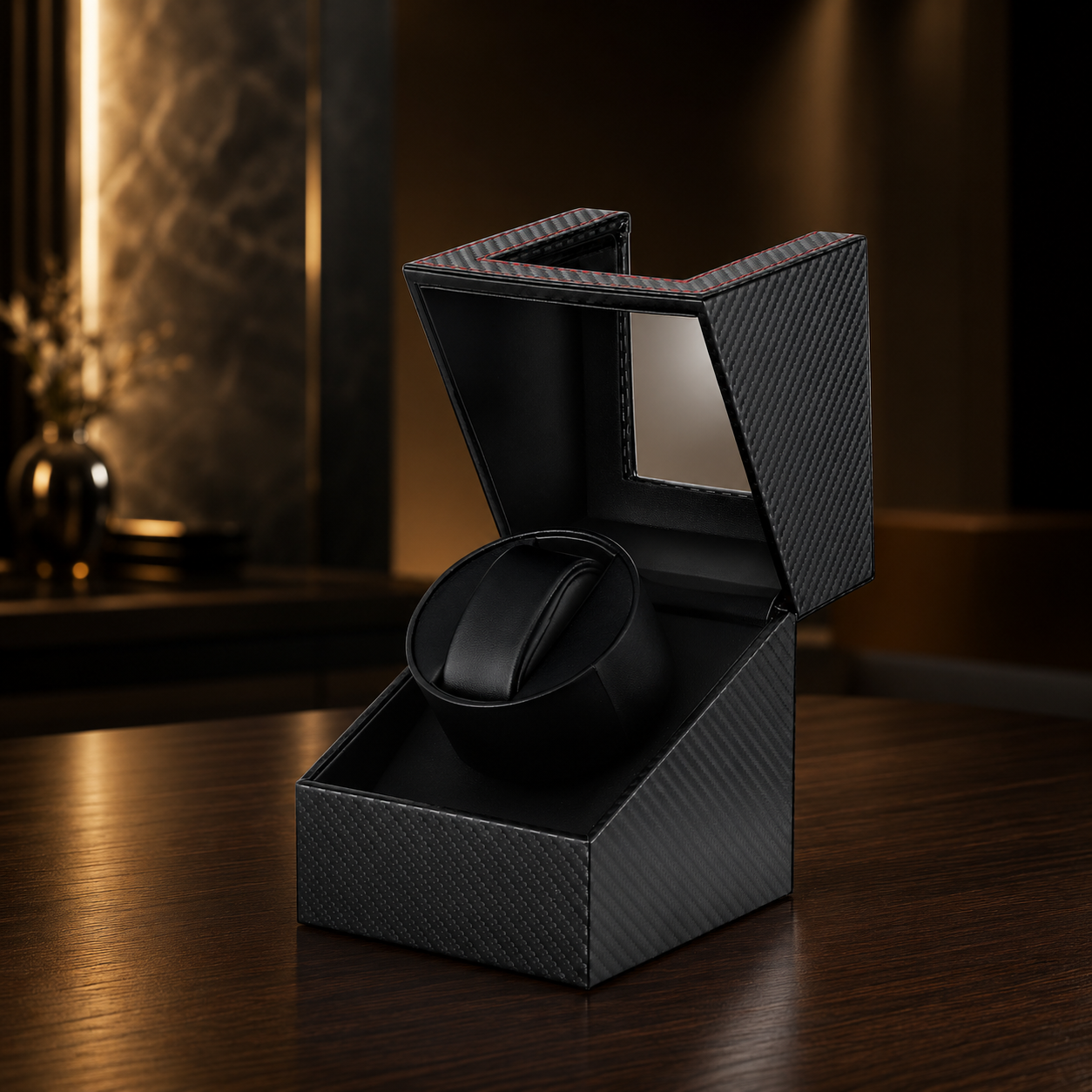 Automatic Watch Winder & Storage Box Carbon Fibre Style