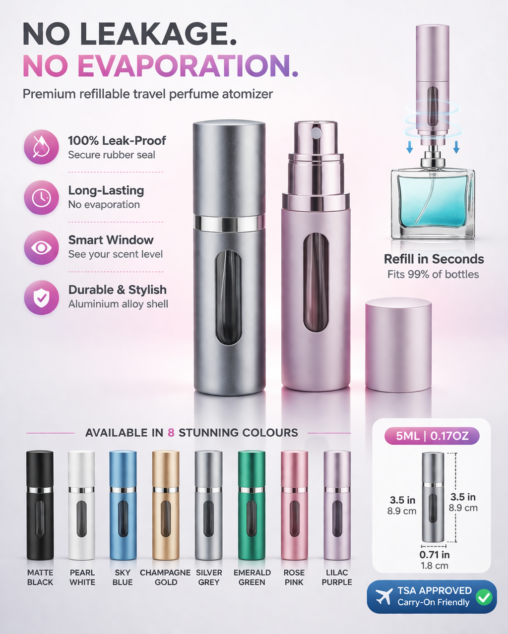 Perfume Atomiser Travel Spray Bottle For Women