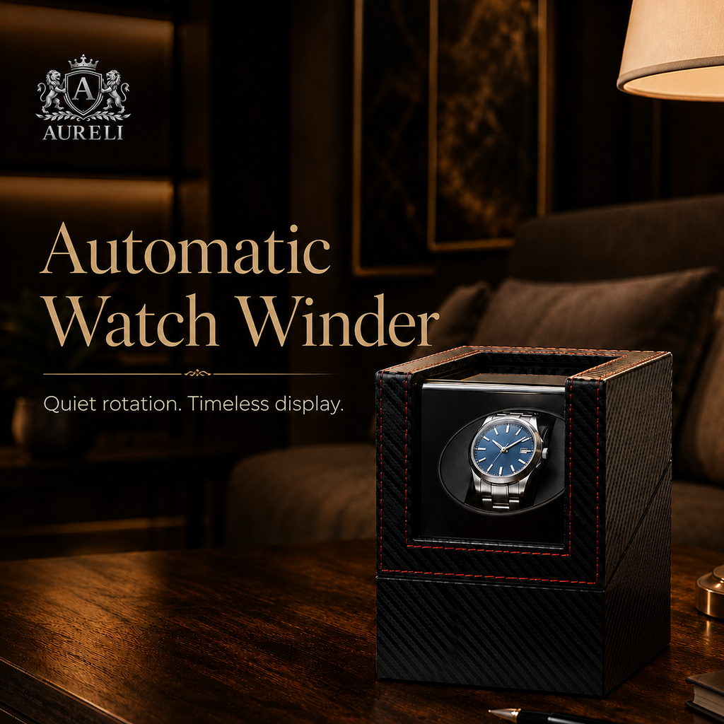 Automatic Watch Winder & Storage Box Carbon Fibre Style
