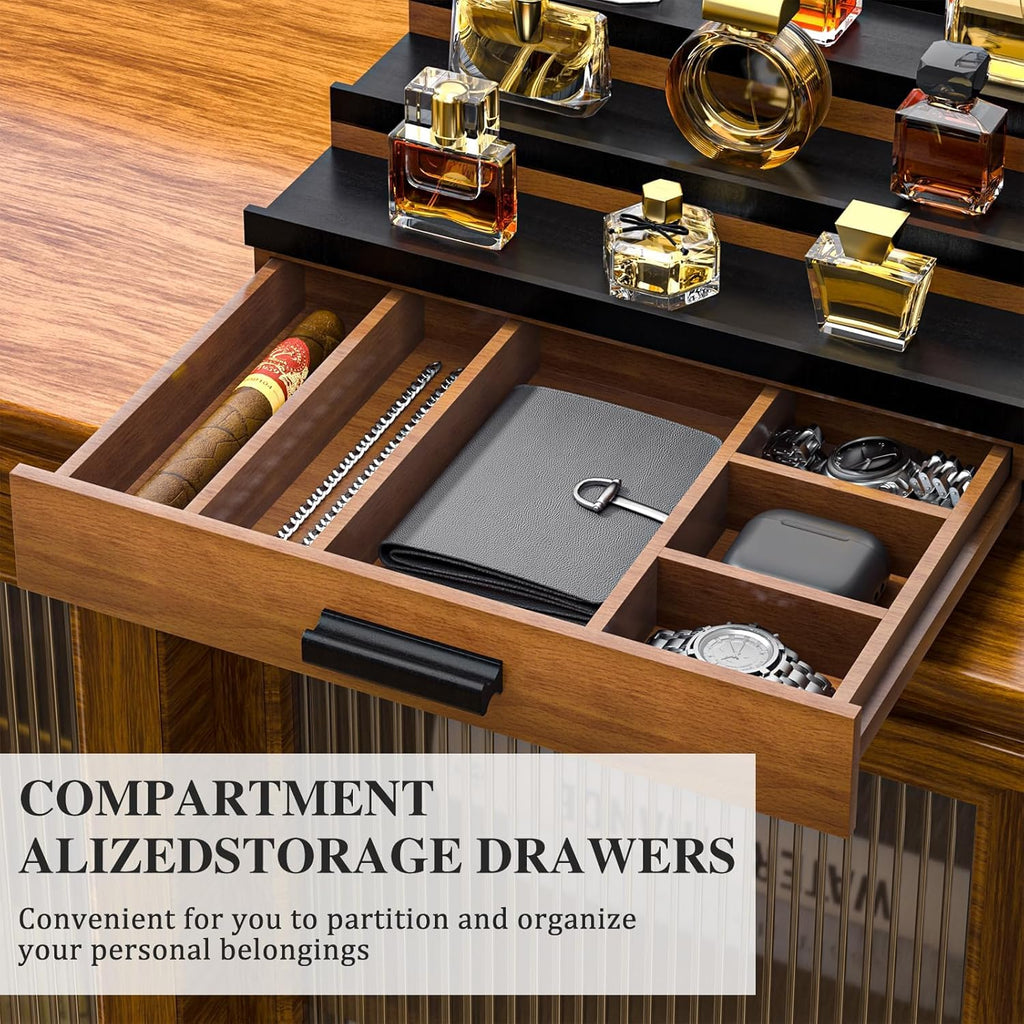 3 & 5 Tier Perfume Display Stand with Drawer | Black Cologne Organizer